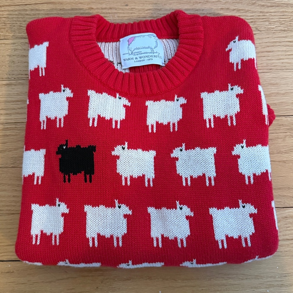 Warm & Wonderful Princess Diana Black Sheep Wool Sweater Red